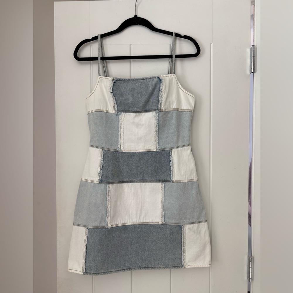 Blue Blush Patchwork Mini Dress
